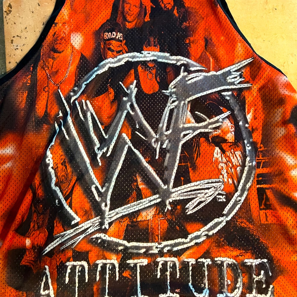 Wwf Attitude era jersey. Featuring The Rock and Dx. Dwayne Johnson. Triple H.Wwe